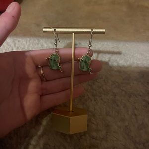 Green Ghost Tear-Drop Earrings.